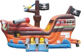 Pirate Ship with cannons, slide and parrot and inflatable jumping floor area in Conyers, Georgia